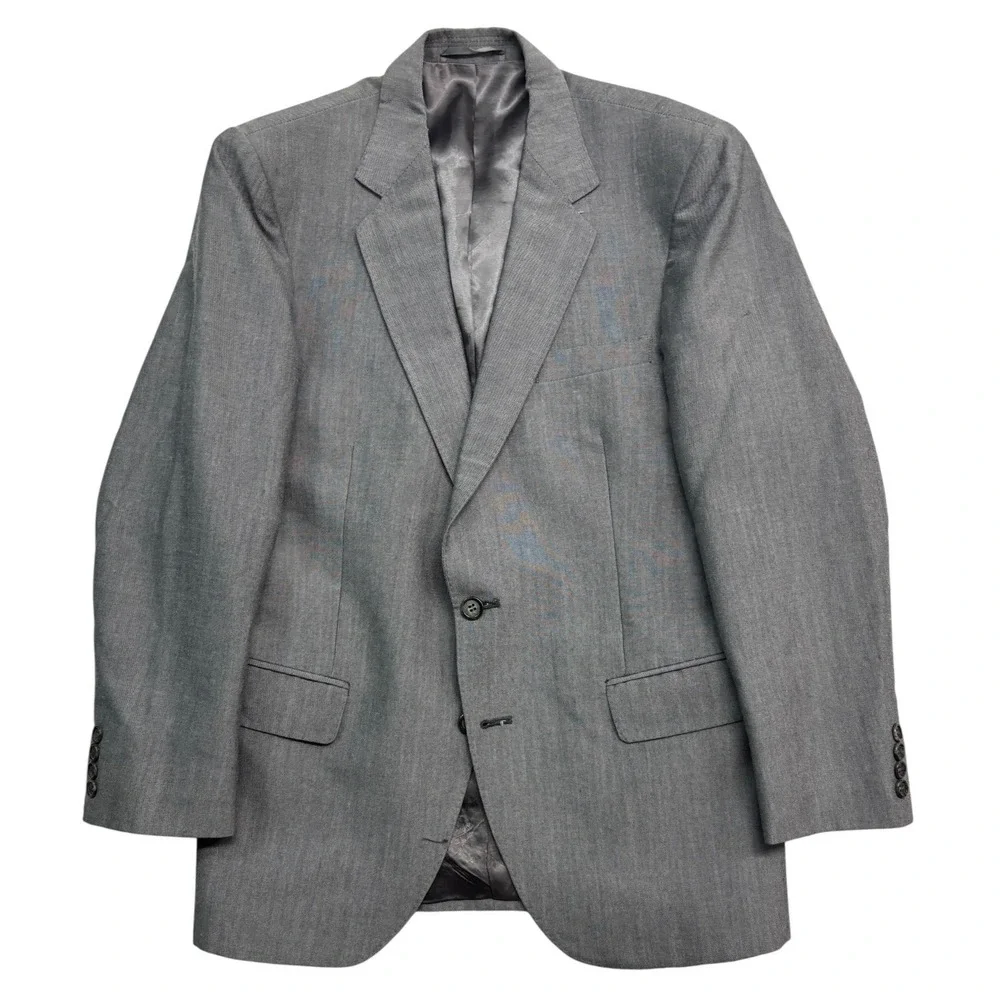 vtg Alexandre UK Bespoke Custom 38S 29x30 Gray Nailhead Tweed 2pc Pant Suit